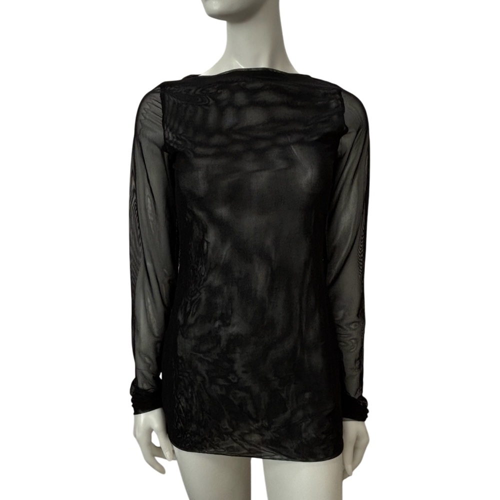 Freda’s Black Mesh Long Sleeve Top